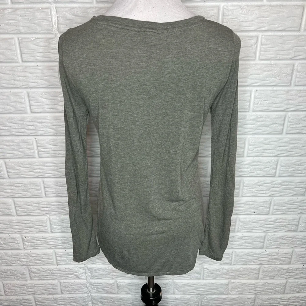 J CREW Gray Long Sleeve Stretch Suiting Crew Tee E4357 Women's Size S